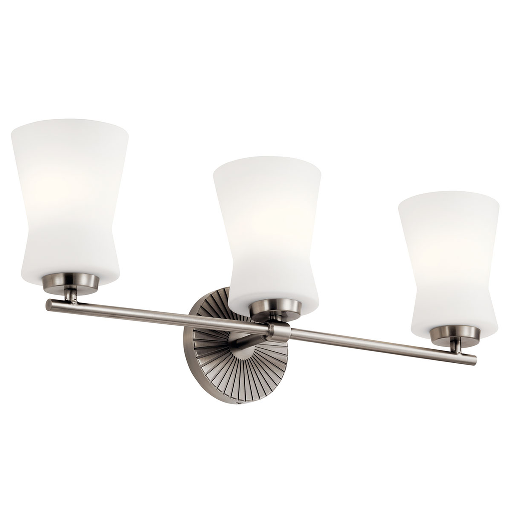 Product image for Kichler 55117CLP Brianne™ 24.5" 3 Light Vanity Light with Satin Etched Cased Opal Glass Classic Pewter