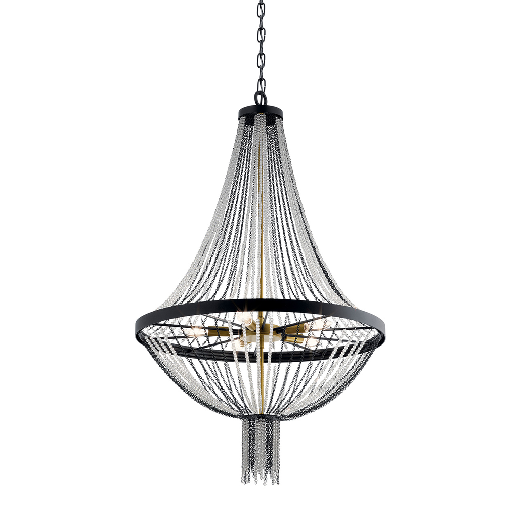 Product image for Kichler 52047BKT Alexia 39.5" 5 Light Chandelier with Crystal Beads Textured Black
