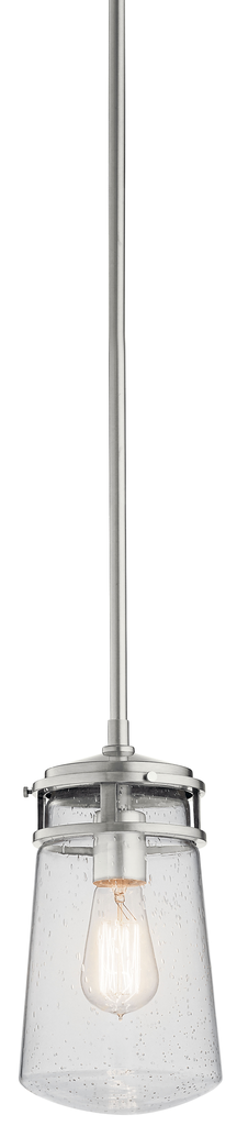 Product image for Kichler 49447BA Lyndon™ 11.75" 1 Light Pendant with Clear Seeded Glass Brushed Aluminum