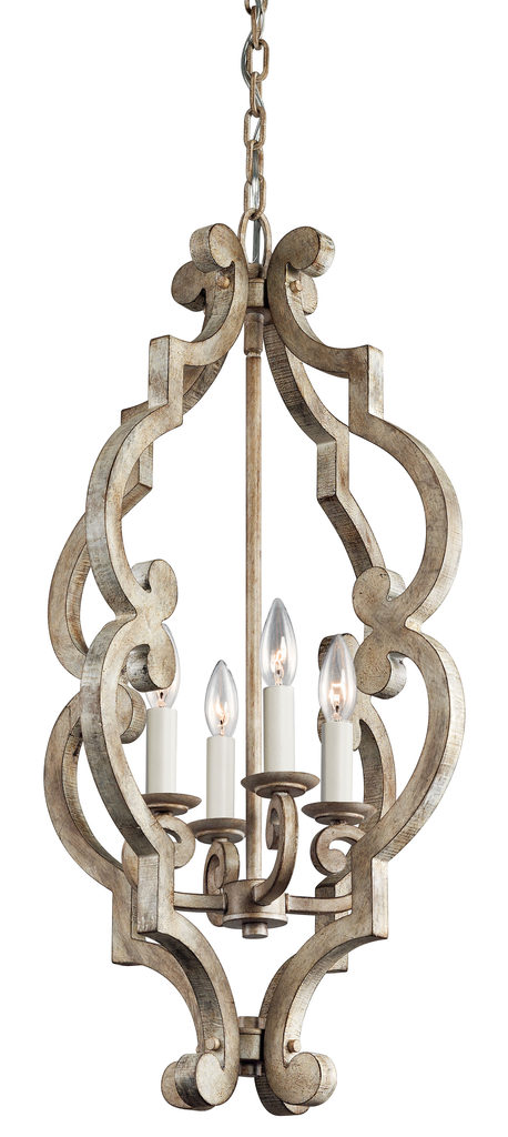 Product image for Kichler 43255DAW Hayman Bay™ 4 Light Foyer Pendant Distressed Antique White