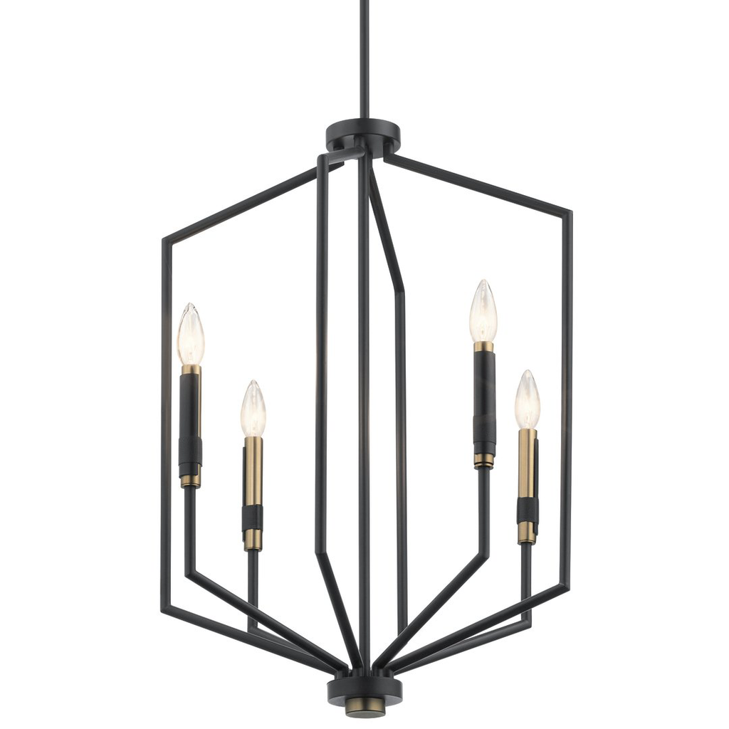 Product image for Kichler 52351BK Armand 27" 4 Light Foyer Pendant Black and Bronze