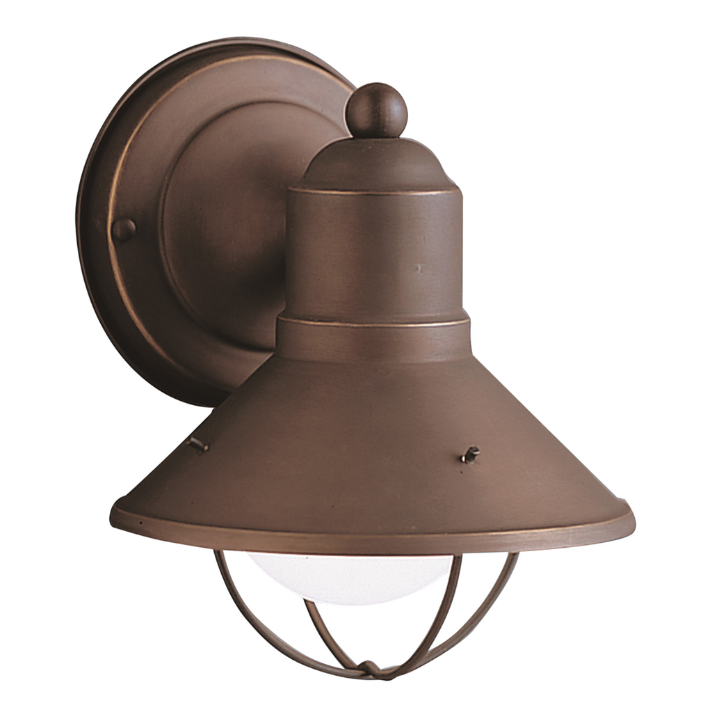 Product image for Kichler 9021OZ Seaside™7.5" 1 Light Outdoor Wall Light with Glass Globe Olde Bronze®