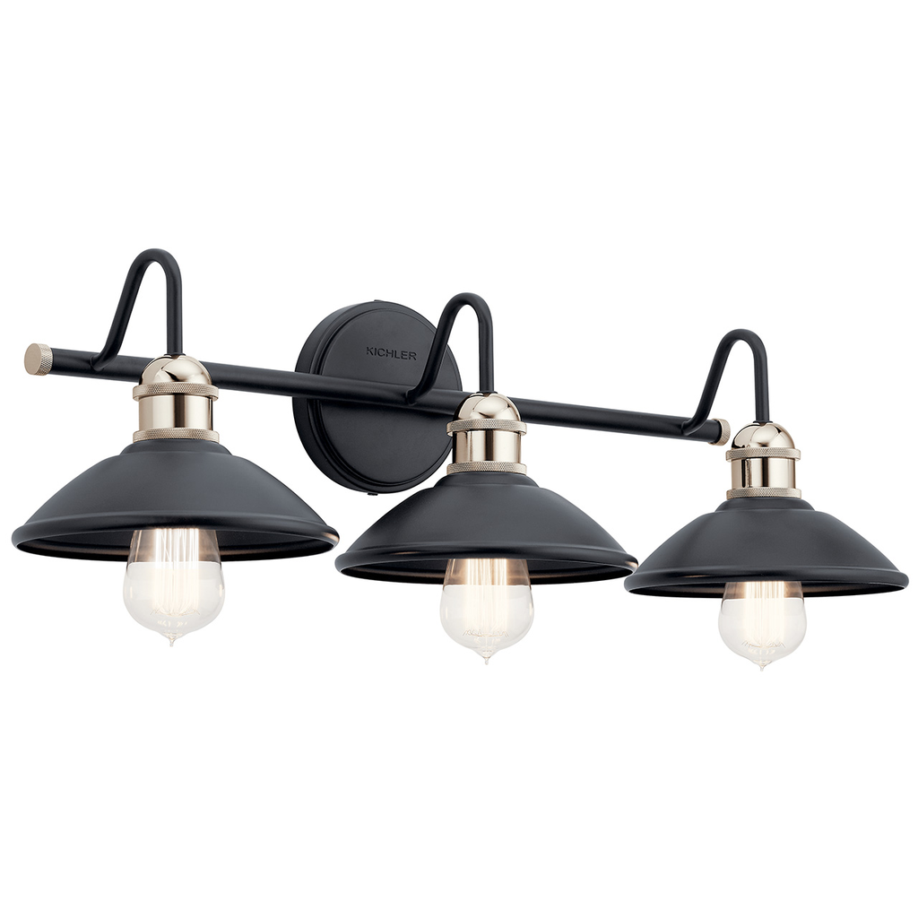 Product image for Kichler 45945BK Clyde 3 Light Vanity Light Black