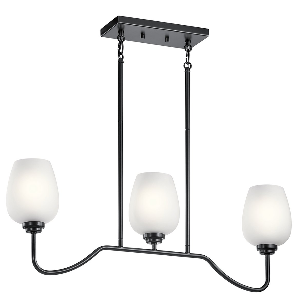 Product image for Kichler 44379BK Valserrano™ 31" 3 Light Linear Chandelier Black