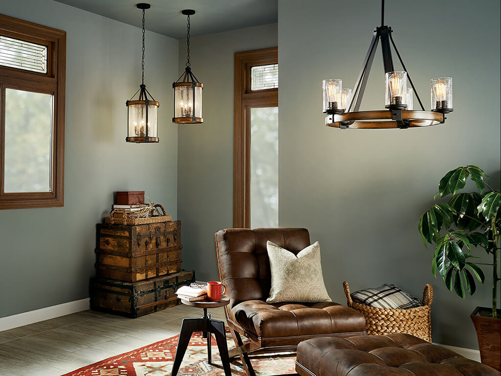 Barrington24" Chandelier Black & Wood