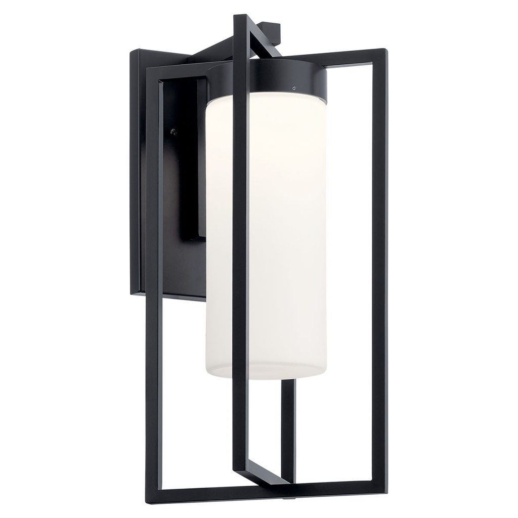 Product image for Kichler 59072BKLED Drega 18.5" 1 LED Wall Light with Satin Etched Glass Black