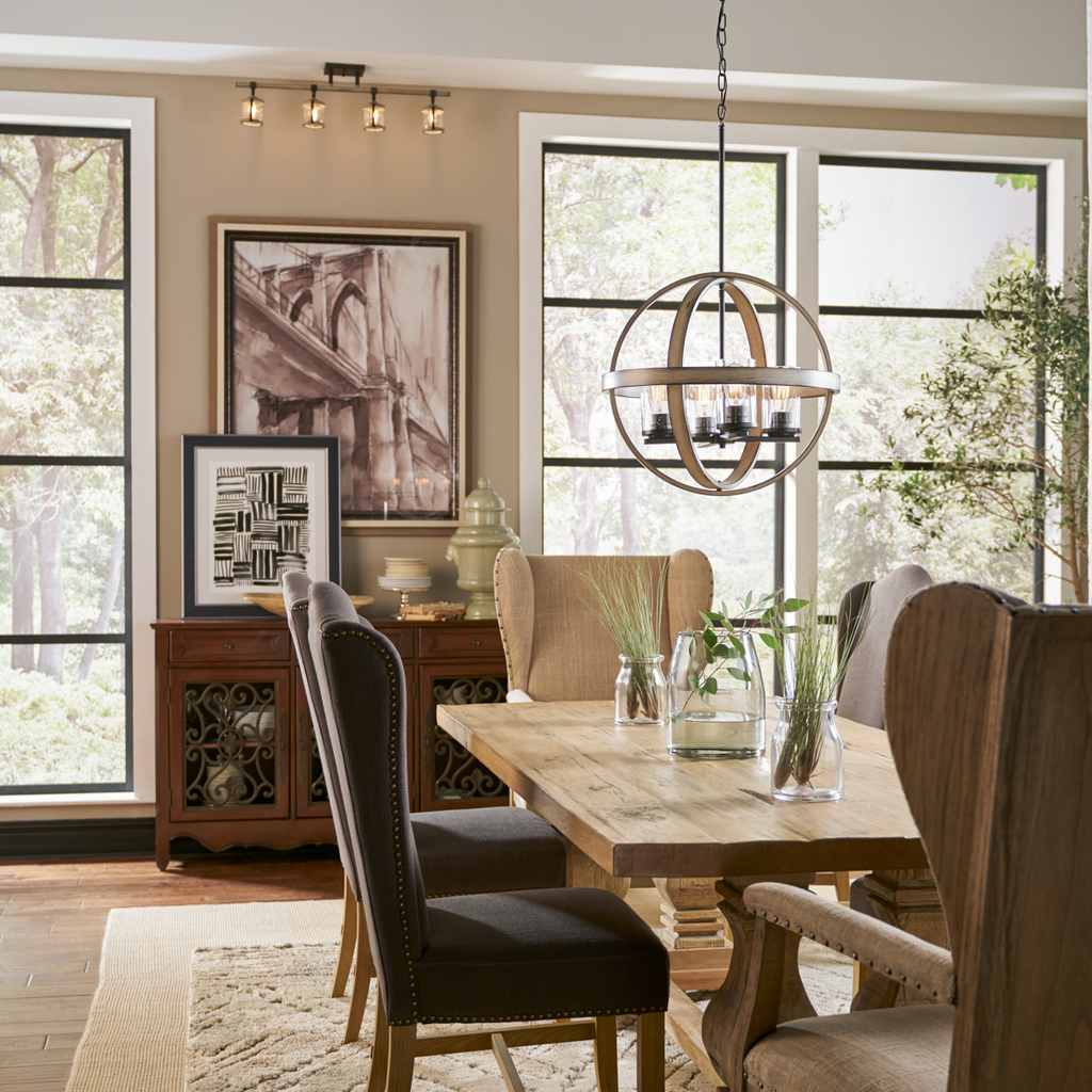 Product image for Kichler 34823 Barrington 4 Light Orb Pendant Anvil Iron