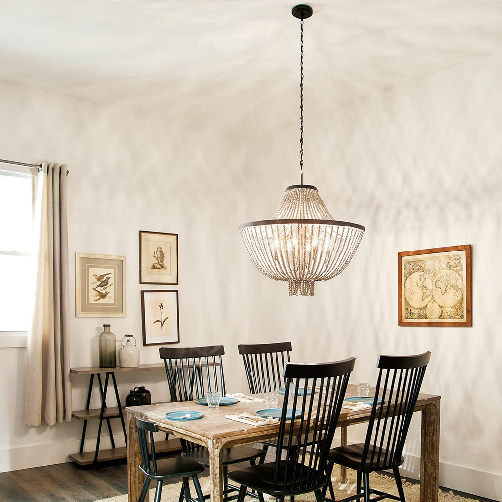 Product image for Kichler 43892DBK Brisbane 8 Light Chandelier Distressed Black