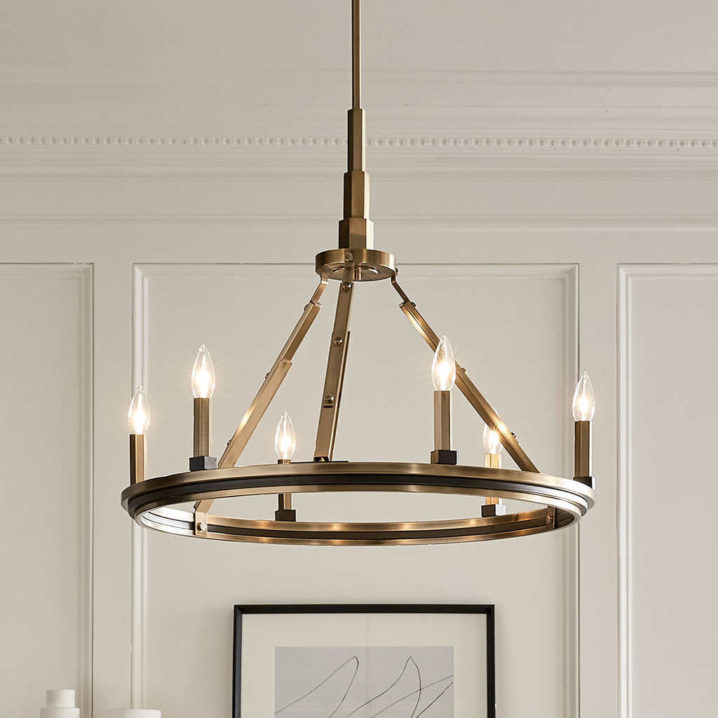 Product image for Kichler 52420BNB Emmala™ 24" 6 Light Chandelier Brushed Natural Brass and Black