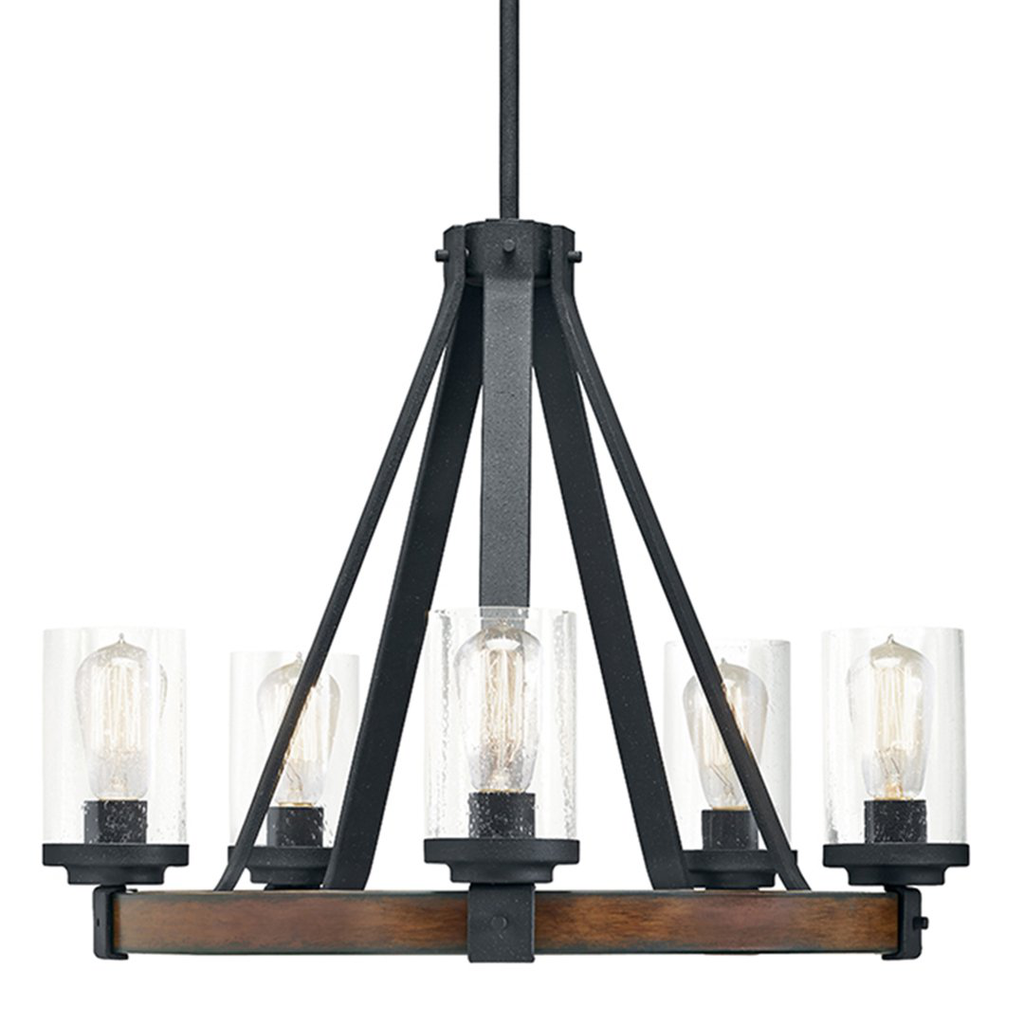 Barrington24" Chandelier Black & Wood