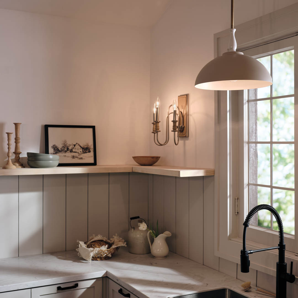 Product image for Kichler 52476GRG Fira 14" Pendant - Greige, White and Brass