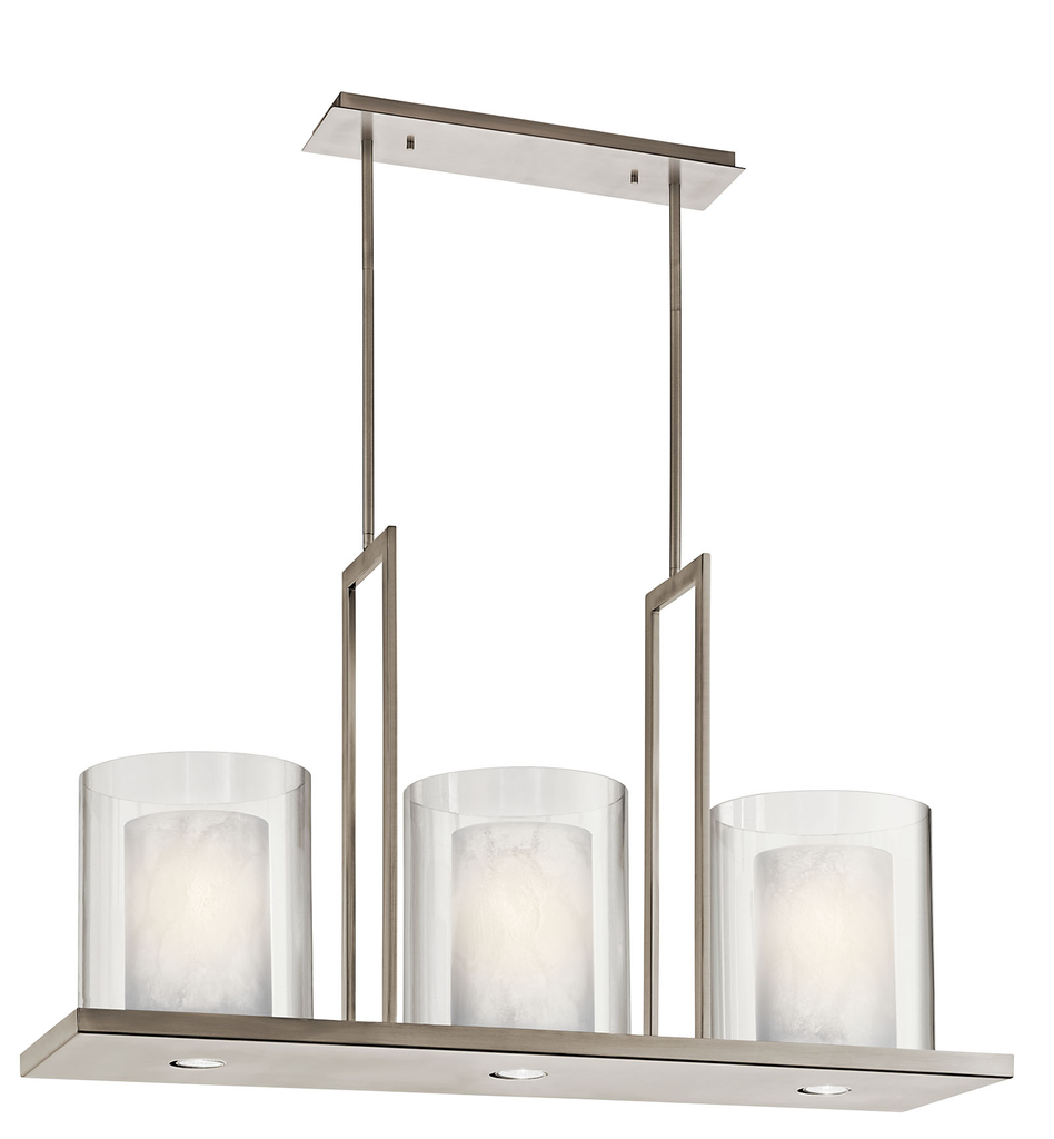 Product image for Kichler 42548CLP Triad™ 40" 3 Light Linear Chandelier Classic Pewter
