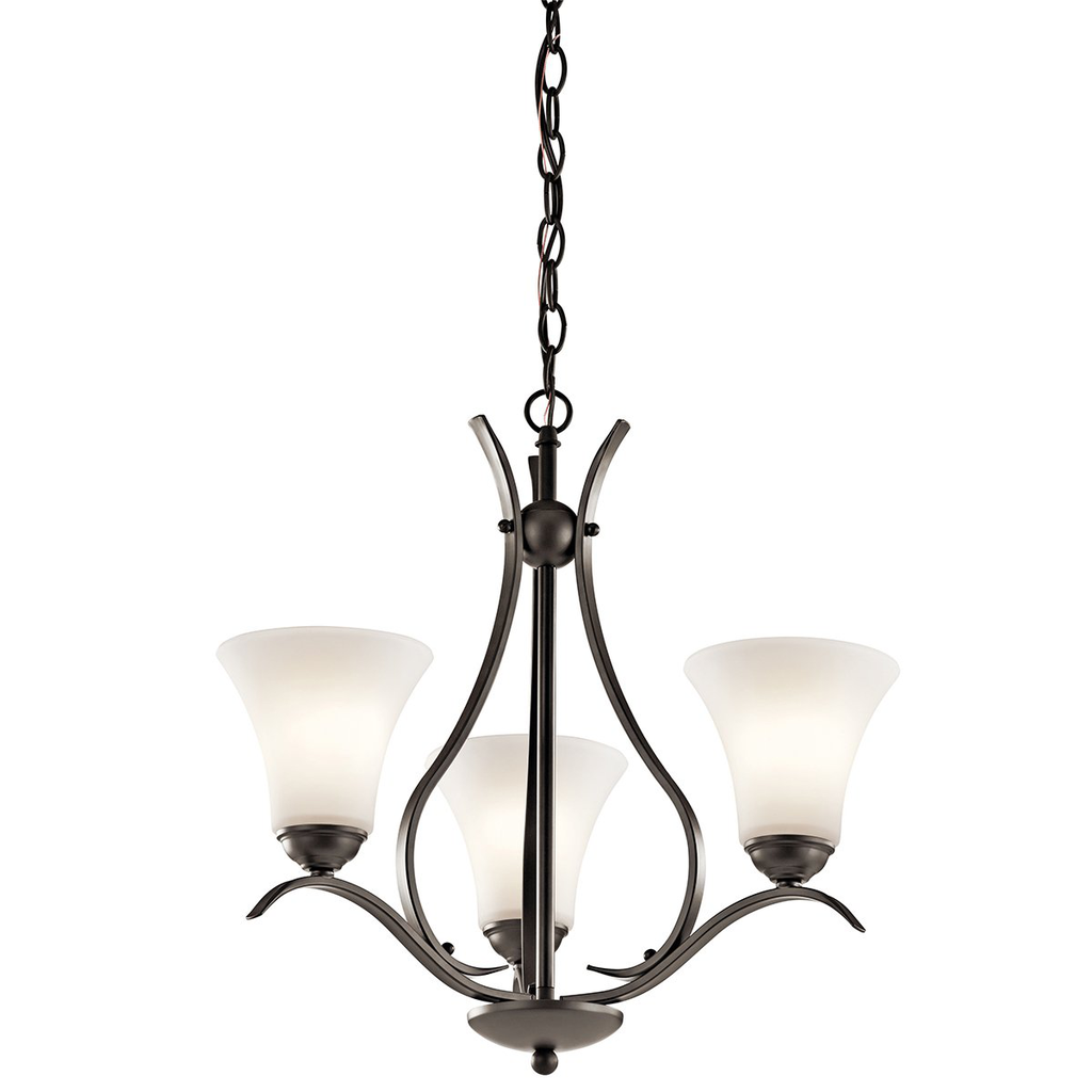 Product image for Kichler 43503OZL18 Keiran™ 3 Light Chandelier with LED Bulbs Olde Bronze®