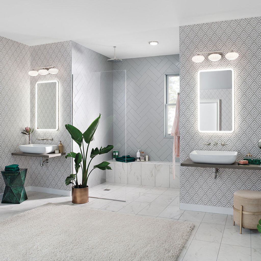 Product image for Kichler 55025PN Pim™ 25" 3 Light Vanity Light with Satin Etched Cased Opal Glass Polished Nickel