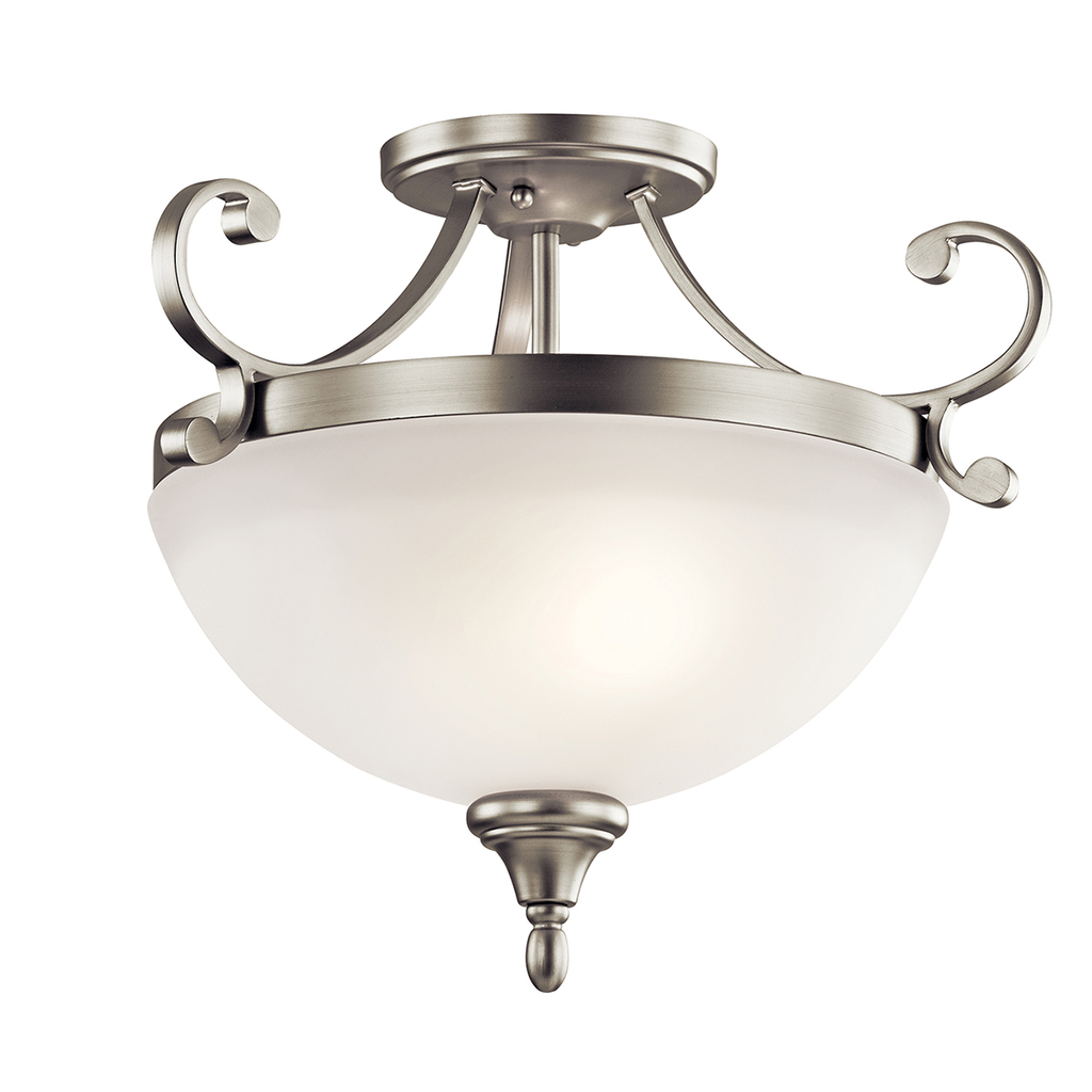 Product image for Kichler 43169NIL18 Monroe™ 2 Light Semi Flush with LED Bulbs Brushed Nickel