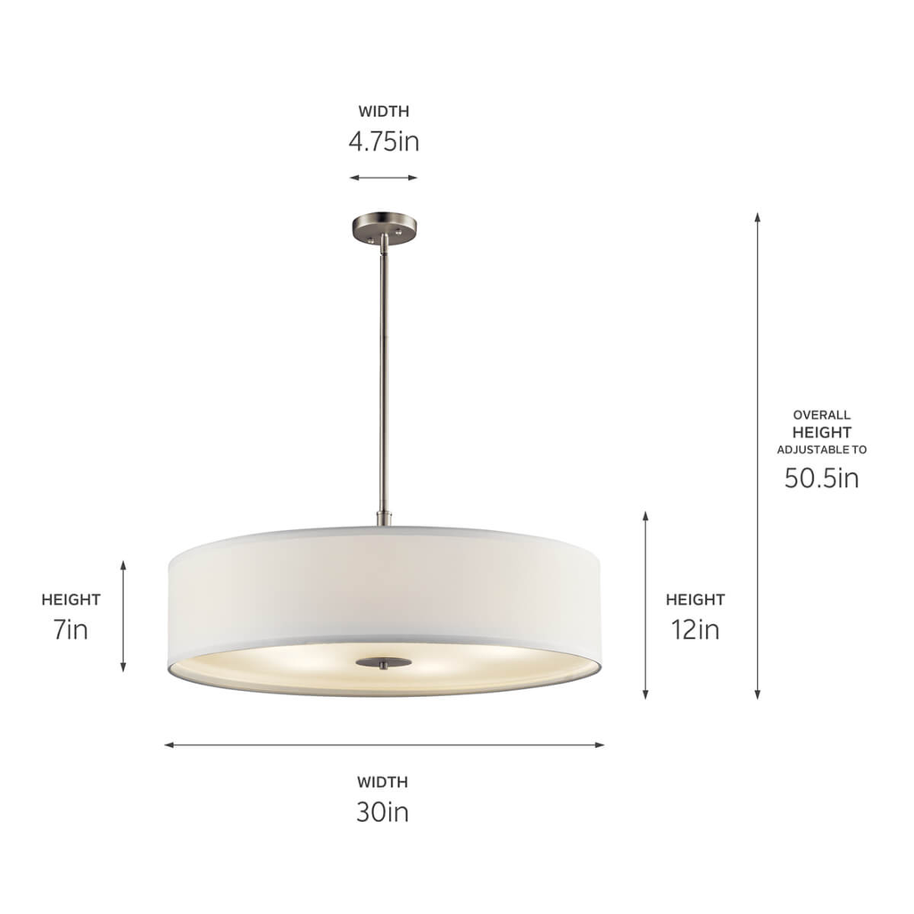 Transitional 30" 5 Light Pendant Nickel