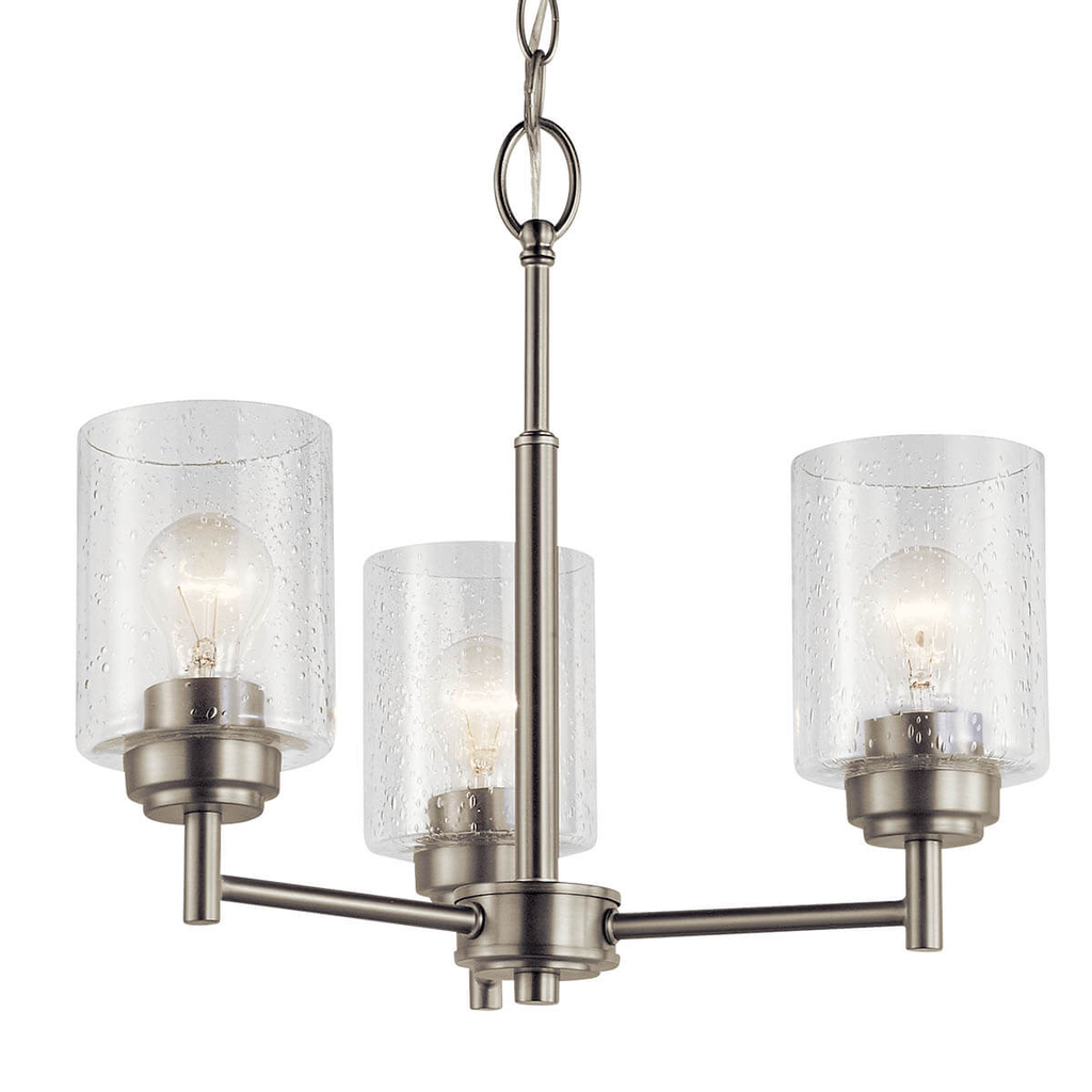 Product image for Kichler 44029NI Winslow™ 3 Light Mini Chandelier Brushed Nickel