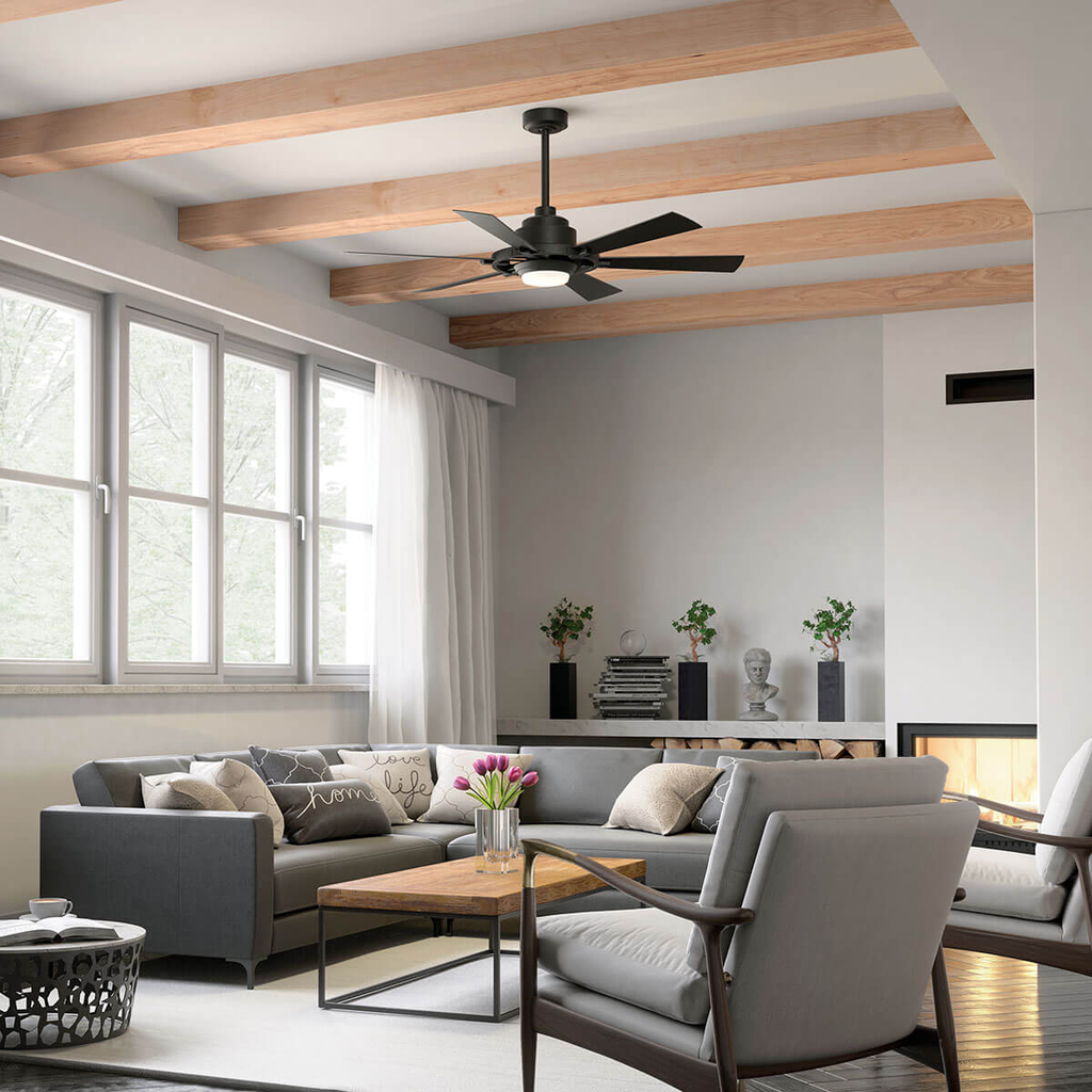 Product image for Kichler 300241DBK Iras™ LED 52" Ceiling Fan Distressed Black