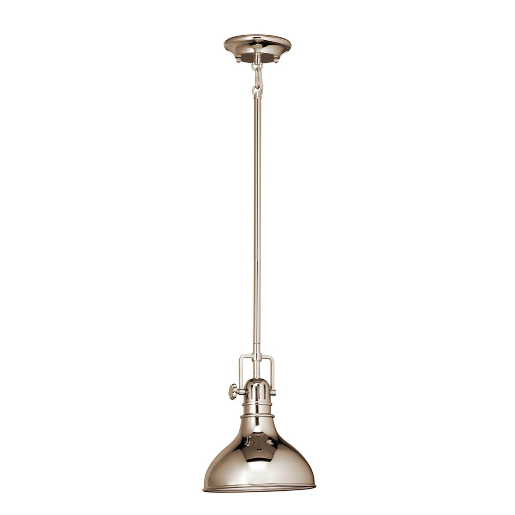 Product image for Kichler 2664PN Hatteras Bay™ 10.25" 1 Light Mini Pendant Polished Nickel