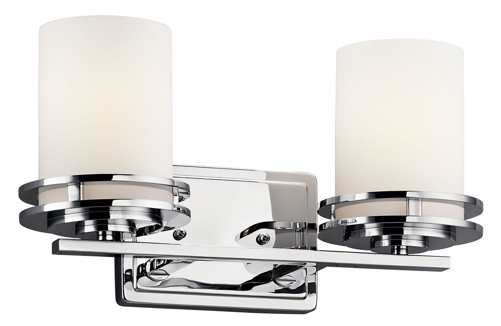Product image for Kichler 5077CH Hendrik™ 14.5" 2 Light Vanity Light with Satin Etched Cased Opal Chrome