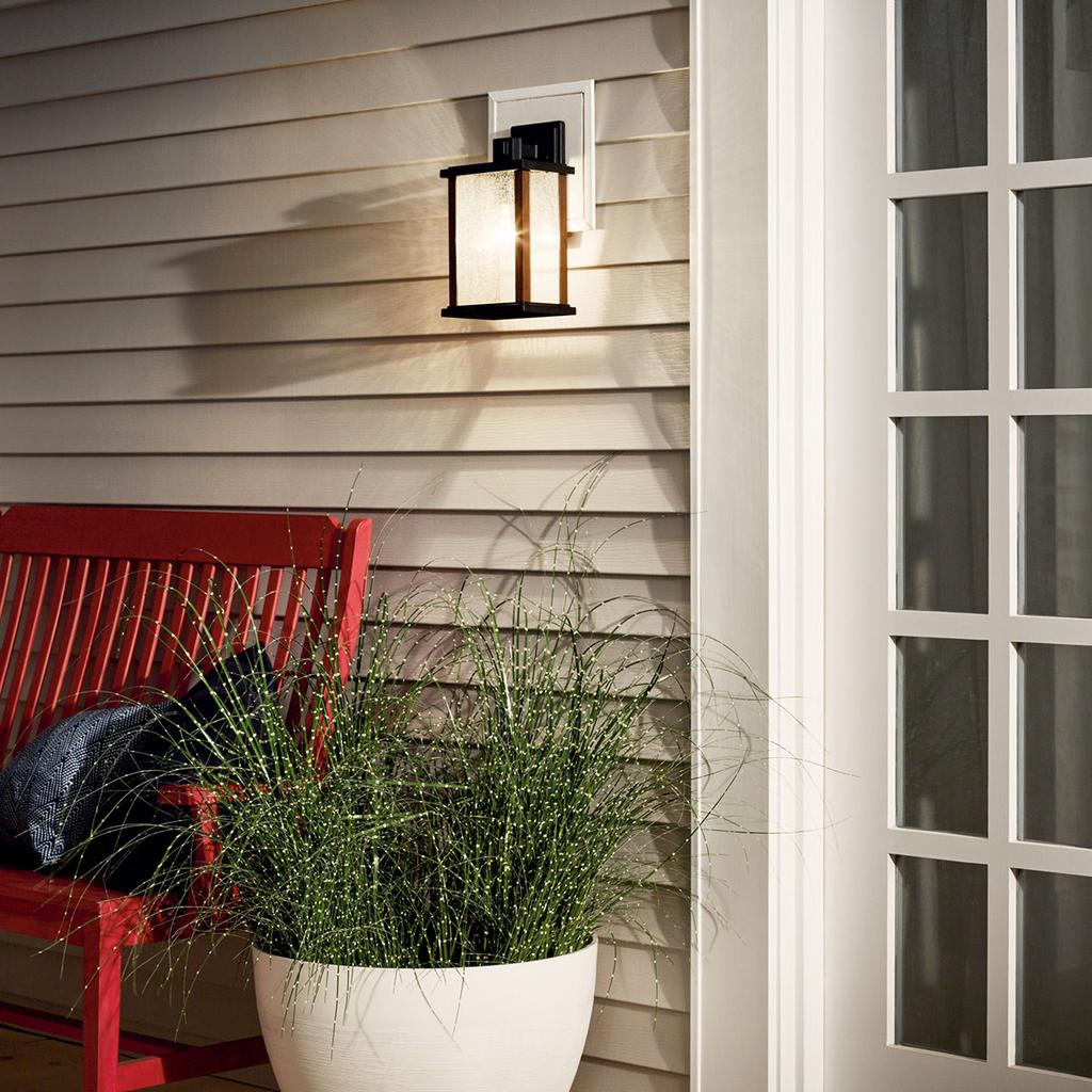 Product image for Kichler 59017BK Marimount™ 12.75" 1 Light Outdoor Wall Light with Clear Ribbed Glass Black