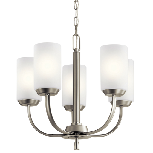 Product image for Kichler 52386NI Kennewick™ 5 Light Chandelier with Etched Glass Brushed Nickel