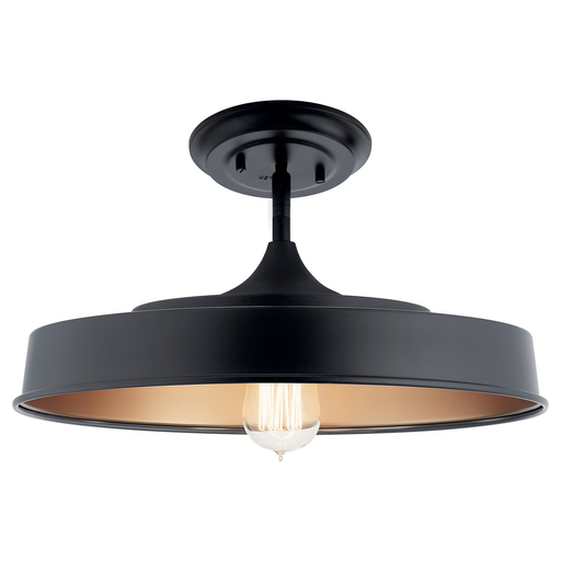 Product image for Kichler 52098BK Elias 16" 1 Light Semi Flush Black