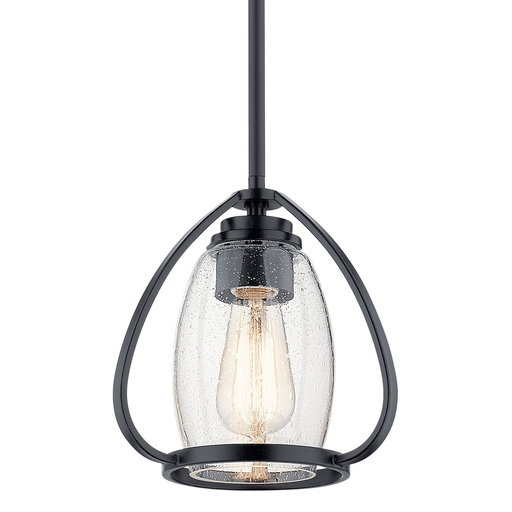 Product image for Kichler 44058BK Tuscany 8.75" 1 Light Mini Pendant with Clear Seeded Glass Black