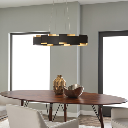 Product image for Kichler 42993OZLED Moderne 16.25" LED Oval Chandelier Olde Bronze®