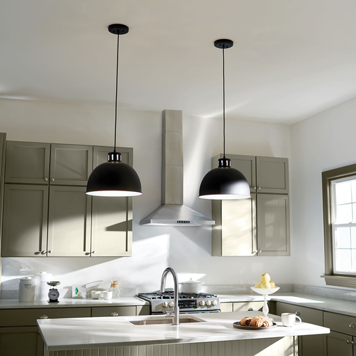 Product image for Kichler 52153BK Zailey™ 12.5" 1 Light Pendant Black