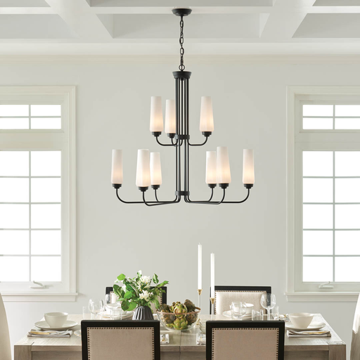 Product image for Kichler 52482BK Truby 9 Light 2 Tier Chandelier Black