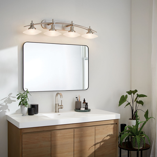Product image for Kichler 6464NI Structures™ 4 light Halogen Vanity Light Brushed Nickel