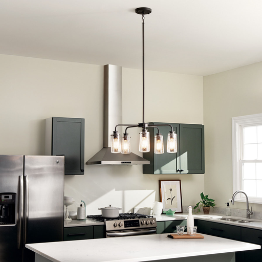 Product image for Kichler 43058OZ Braelyn™ 11.25" 5 Light Chandelier with Clear Seeded Glass Olde Bronze®