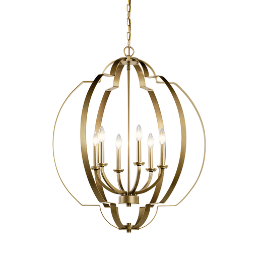 Product image for Kichler 42139NBR Voleta 27.75" 6 Light Foyer Chandelier Natural Brass