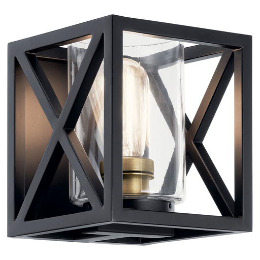 Product image for Kichler 55063BK Moorgate™ 7" 1 Light Wall Sconce with Clear Glass Black