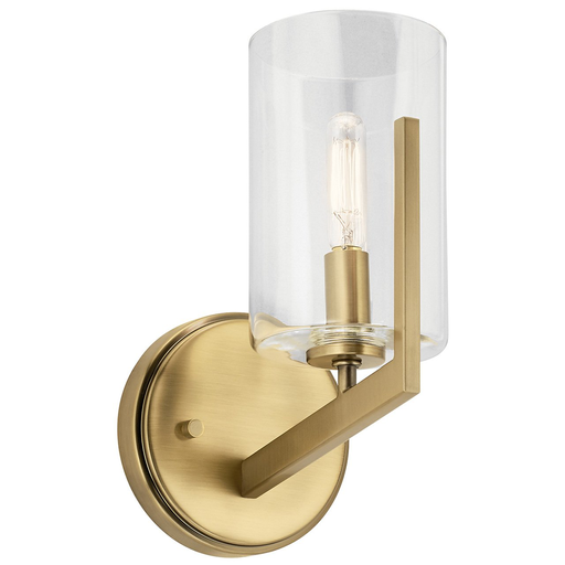 Product image for Kichler 52316BNB Nye™ 9.75" 1 Light Wall Sconce with Clear Glass Brushed Natural Brass