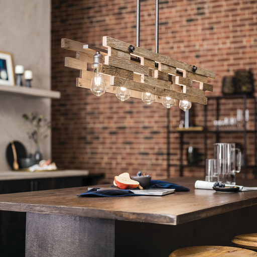 Product image for Kichler 44229AVI Cuyahoga Mill™ 5 Light Linear Chandelier Anvil Iron