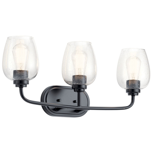 Product image for Kichler 45129BKCS Valserrano 24" 3 Light Vanity Light Clear Seeded Glass Black