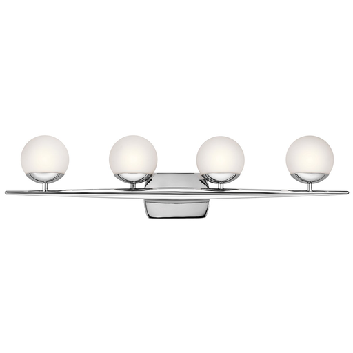 Product image for Kichler 45583CH Jasper 32.25" 4 Light Halogen Vanity Light with Satin Etched Cased Opal Glass Chrome
