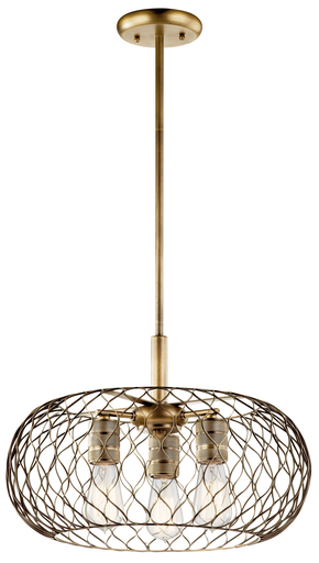 Product image for Kichler 43958NBR Devin 3 Light Pendant Natural Brass