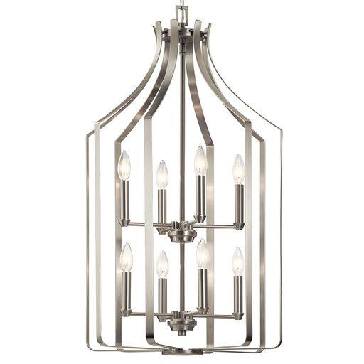 Product image for Kichler 42498NI Morrigan 19" 8 Light Foyer Chandelier Brushed Nickel
