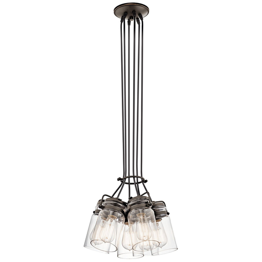 Product image for Kichler 42877OZ Brinley™ 7.75" 6 Light Pendant with Clear Glass Olde Bronze®
