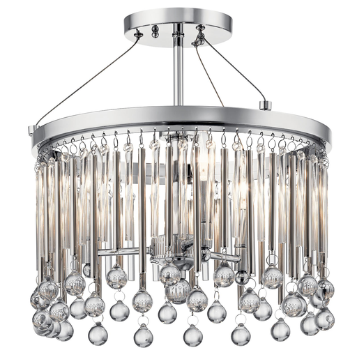 Product image for Kichler 43726CH Piper Semi Flush 3 Light Chrome