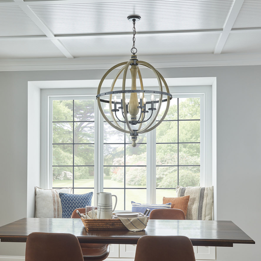 Product image for Kichler 43327DAG Evan™ Pendant 6 Light Chandelier Distressed Antique Gray