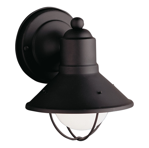 Product image for Kichler 9021BK Seaside™7.5" 1 Light Outdoor Wall Light with Glass Globe Black
