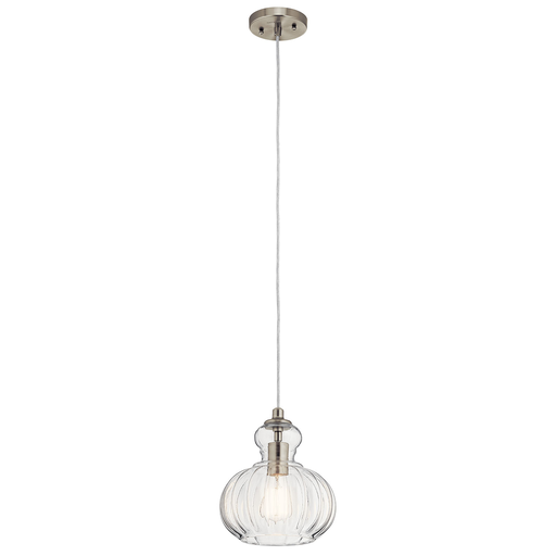 Product image for Kichler 43956NI Riviera 8.75" 1 Light Mini Pendant Brushed Nickel