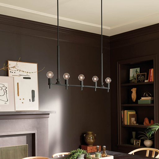 Product image for Kichler 52425BK Torvee™ 5 Light Linear Chandelier Black