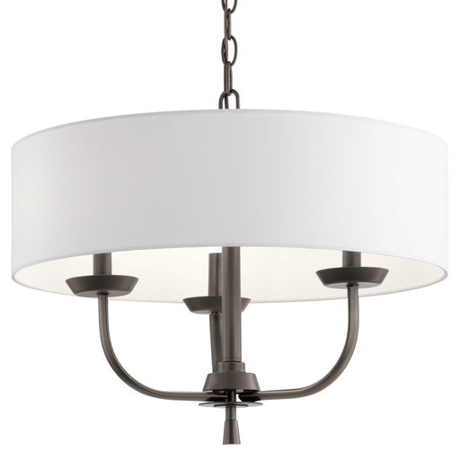 Product image for Kichler 52384OZ Kennewick™ 3 Light Chandelier with White Fabric Olde Bronze