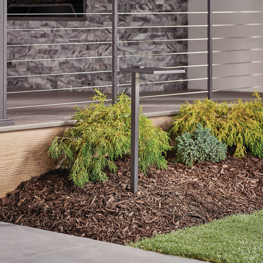 Product image for Kichler 15806BKT27R Shallow Shade Large 2700K LED Path Light Textured Black