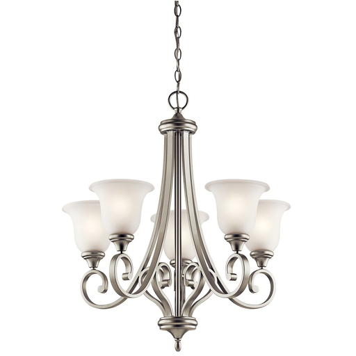 Product image for Kichler 43156NIL18 Monroe™ 5 Light Chandelier with LED Bulbs Brushed Nickel